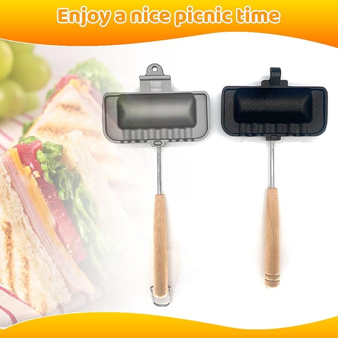 Longzhuo Double-Sided Removable Sandwich Baking Pan, Non Stick Frying Pan, Grilled Cheese Maker,Flip Grill Pan, Sandwich Baking Tray for Pancakes, Omelets, and Hot Dog Toast