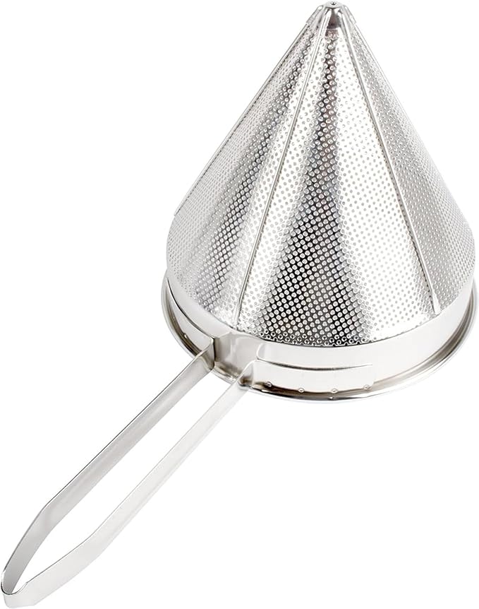 Soro Essentials- 10" Stainless Steel China Cap Strainer Coarse Mesh- Cone Shaped Strainer Food Strainers Juice Strainers Kitchen Tools Food for Straining Seeds Beans Sauces Home Kitchen