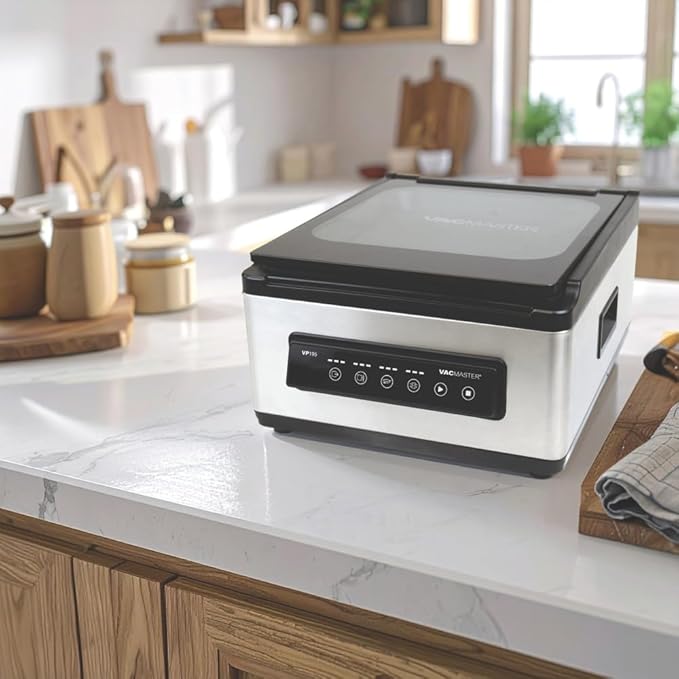 VacMaster VP195 Chamber Vacuum Sealer, 2-in-1 Sealing Power, Dual Function Chamber & External Sealing, Internal for Pouches 12"x12", External for Textured Pouches 12" & Longer, Stainless Steel
