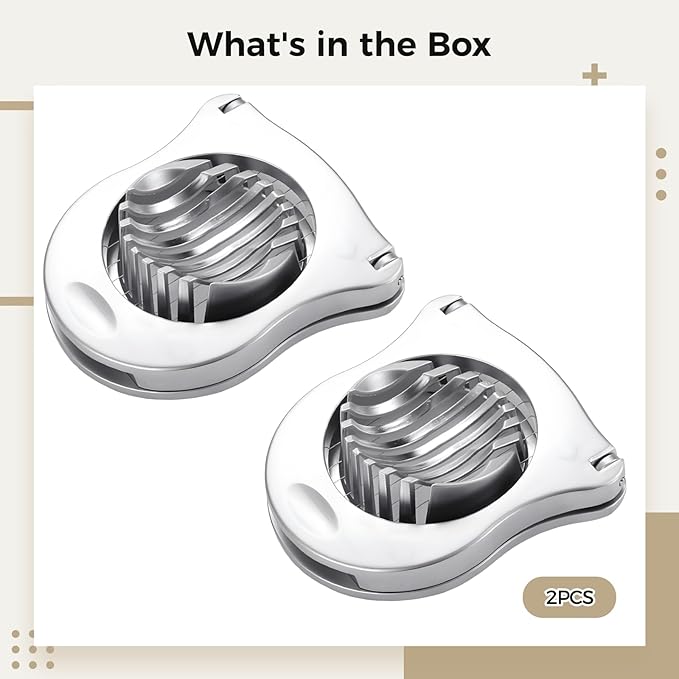 2 Pack Egg Slicer,Zinc Alloy Hard Boiled Egg Cutter,Multi-Function Stainless Steel Metal Wire Slicers for Mushroom,Strawberry,Banana,Easy Clean,Uniform Slices,Perfect for Salads Sandwiches Breakfast