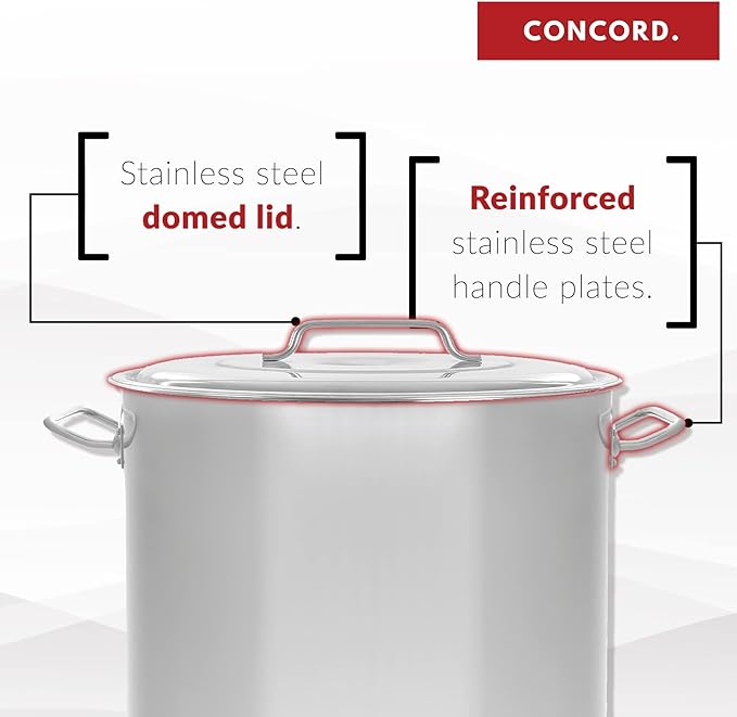 CONCORD Stainless Steel Stock Pot w/Steamer Basket. Cookware great for boiling and steaming (80 Quart)