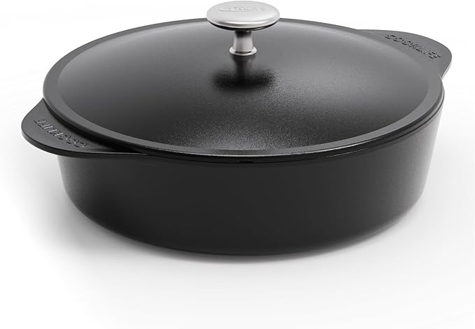 COOKLIFE 5.5 Quart Lightweight Pre-Seasoned Cast Iron Dutch Oven with Lid - Smooth Polished Surface, Easy to Clean Cast Iron Pot Use in the Oven, on the Stove or Grill, Over a Campfire