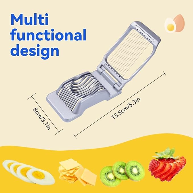 Stainless Steel Egg Slicer, Heavy Duty Multipurpose Fruit and Vegetable Cutter, Efficient Tool for Hard Boiled Eggs Tomatoes Strawberries and Mushrooms, Easy Clean Kitchen Gadget, 1-Pack