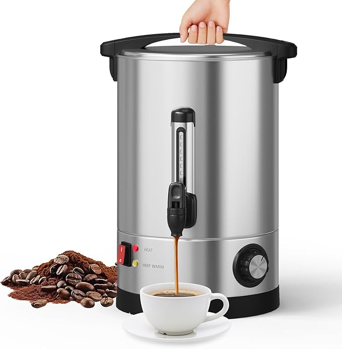 Garvee 70 Cups Commercial Coffee Urn, 10 L/2.6 gal Large Capacity Stainless Steel Hot Coffee Maker, Double Wall Heat Retention Thermal Carafe for Wedding, Buffet, Catering, Events, Party Gathering
