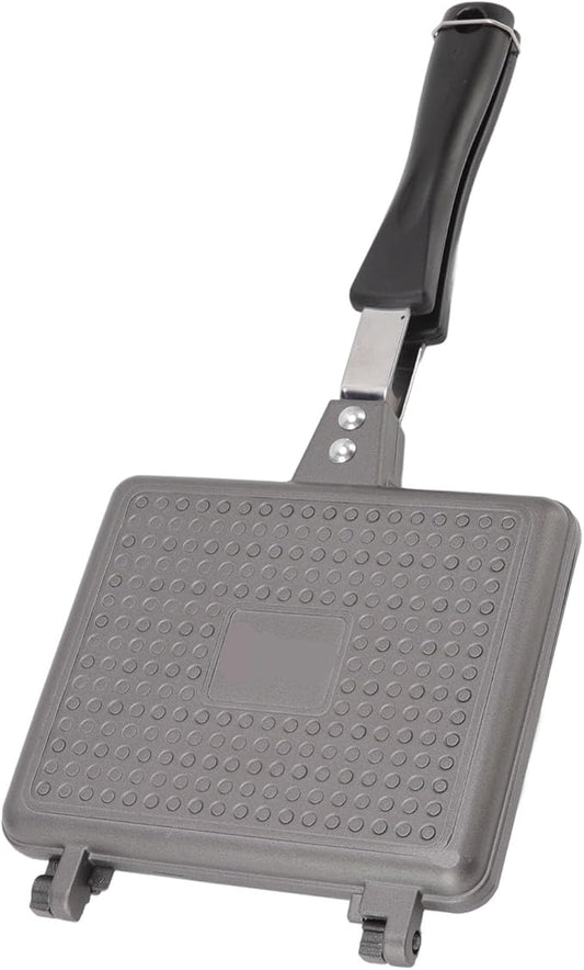 Waffle Baking Mold, Non Stick Cast Aluminum Waffle Maker, Easy Operation Square Waffle Pan for Stovetop, Indoor Outdoor Cooking, Uniform Heating with Thermal Insulation Handle