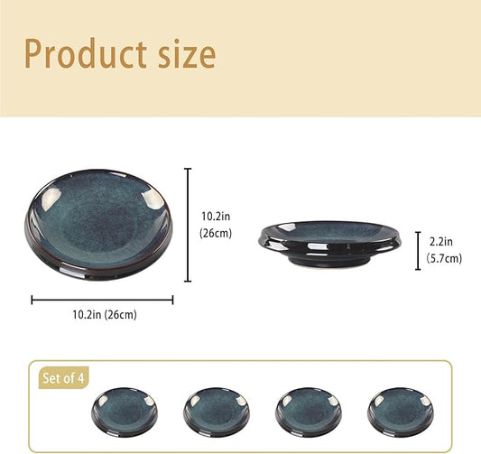 Ceramic Pasta Bowls, Set of 4, Reactive Glazed Pasta Bowls, Large, Wide Mouth, Suitable for Salads, Desserts, and Fruit, Microwave-, Dishwasher-, and Oven-Safe