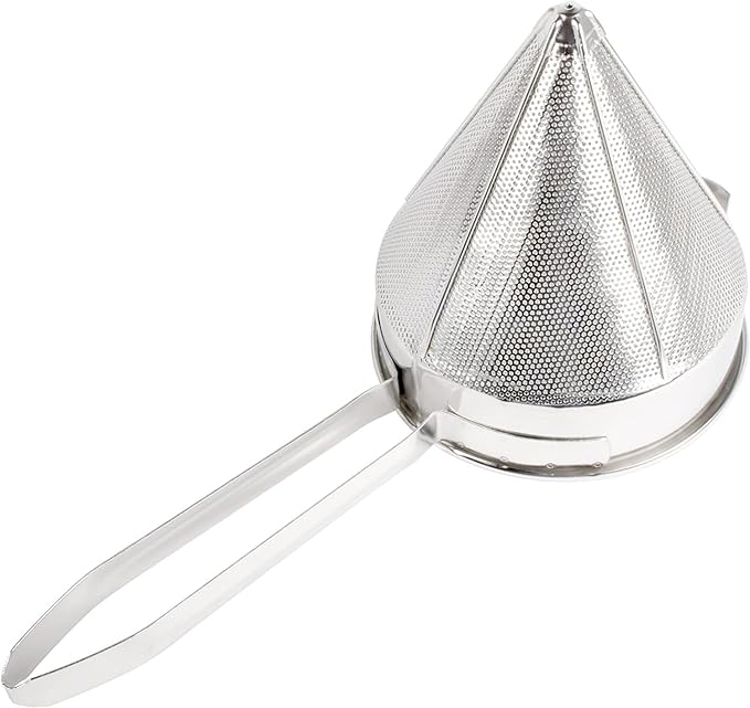 Soro Essentials- 9" Stainless Steel China Cap Strainer Coarse Mesh- Cone Shaped Strainers Food Strainer Juice Strainers Kitchen Tools Food for Straining Seeds Beans Sauces Home Kitchen