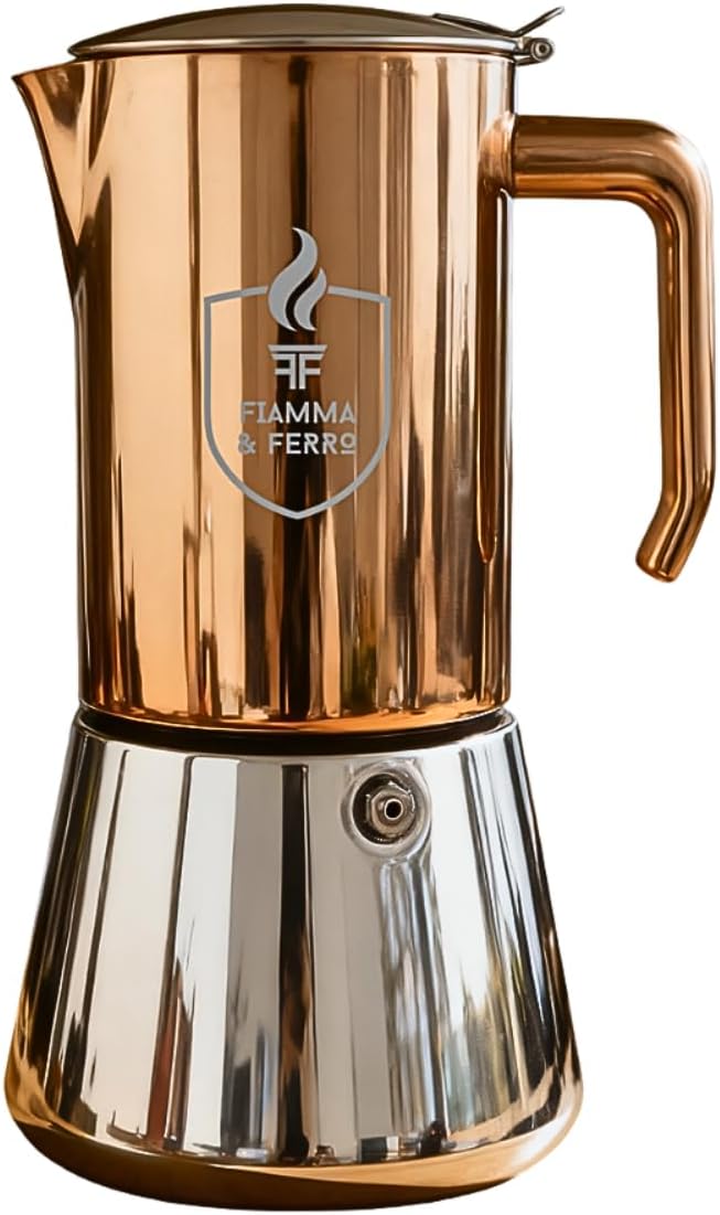 Fiamma & Ferro 12-Cup Premium (304) Stainless Steel Stovetop Espresso Maker-Moka Pot - Induction Compatible Italian Coffee Maker, No Aluminium, No Plastic, Classic Percolator for Rich Italian Espresso