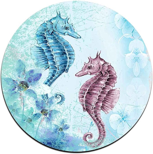 Watercolor SeahorseRound Coaster Set - Made of Recycled Rubber - Set of 4
