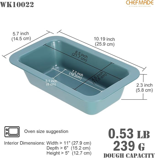 CHEFMADE Bread Loaf Pan, 8.5" x 4.5" Nonstick Meatloaf Pan, Bakeware for Oven Baking,Homemade Bread (Green)
