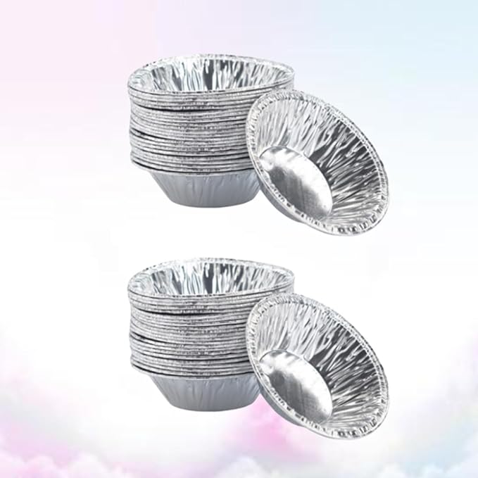 KALLORY Disposable Tart Pans 200Pcs Foil Tart Mold Non-Stick Baking Cups for Kitchen Baking Muffin Cooking