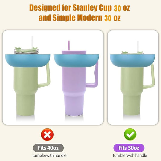 Snack Bowl for Stanley Cup 30 oz with Handle-Perfectly Compatible with Stanley Quencher H2.0 Tumbler 30 oz with Handle, Reusable Silicone Snack Tray, Stanley cup accessories (eal Snack Bowl)