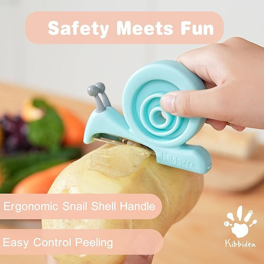 Kibbidea Vegetable Peeler, Kids Potato Fruit Peeler for Kitchen with Cut-proof Glove, Kids Cute Kitchen Accessories (Purple)