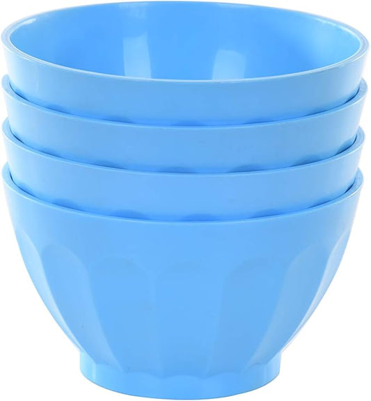 Mintra Unbreakable Plastic Bowl, BLUE 4pk - Medium, 750ml, 25oz, 5.5inW x 3inH - (Part Of A Set) - Salad, Snacks, Breakfast Cereal, Fruit, Popcorn, Soup, Colorful, Shatterproof, BPA Free