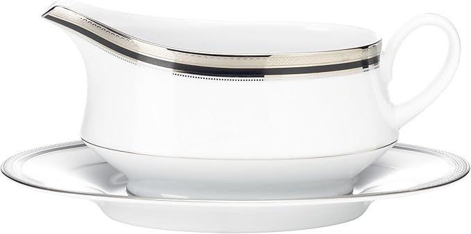 Noritake Austin Platinum Gravy Boat with Saucer (2 Piece Set), 13 oz.