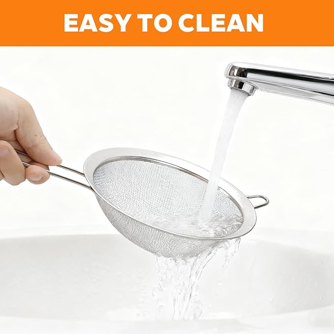 CEYAZYE 6Pcs Fine Mesh Strainers Set, Stainless Steel Colander, Sifters Sieves with Handles, Suitable for Sifting, Filtering Tea, Food, Juice, Pasta, Flour in Kitchen