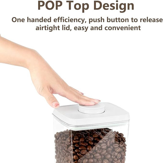Large Pop Airtight Food Storage Containers Set with Lids 4.2Qt/4L Food Containers with Scoop, Kitchen Pantry Organization and Storage, BPA Free Stackable Cereal Container (4 * 4.2Qt)