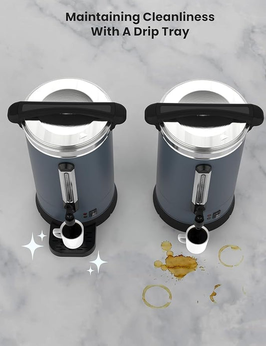 14L/100 Cups Coffee Urn-3.2 Gallon Double Wall Commercial Coffee Maker Large Capacity Hot Coffee Dispenser Stainless Steel Hot Water Urn Catering Buffet Parties Weddings Gathering Easy Clean