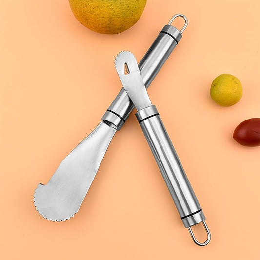 2PCS Stainless Steel Orange Peeler,Grapefruit Peeler,with Handle Orange Citrus Peeler Tool,Triangular-Blade & Zigzag-Shovel Orange Peeler Gadget,Orange Peeler Triangle Shovel, Kitchen Gadget Set