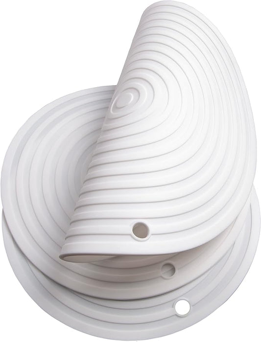 Silicone Trivets Mats for Pots and Pans, Heat Resistant Pot Holders, Flexible Hot Pads for Kitchen Table, Non Slip Mats, Dia11.81 and 9.45 Inches Big Round Microwave Mats Pack 3 White