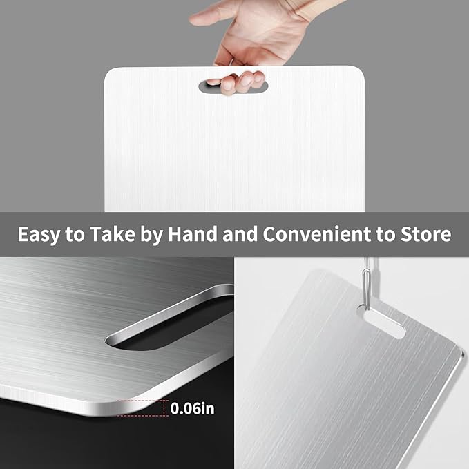 Cutting Board Double Sided for Kitchen, Food-Grade 304 Stainless Steel Chopping Pad Suitable for Meat Fruit Vegetables (Large (18.1 x 11.8 inch))