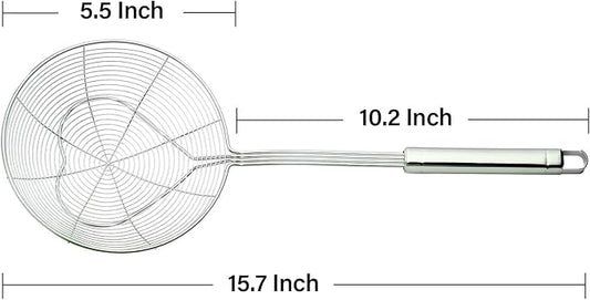5.5 Inches Strainer Skimmer Spoon for Cooking and Frying, Strainer with Handle Stainless Steel Kitchen Utensils Fryer Scoop Spoon