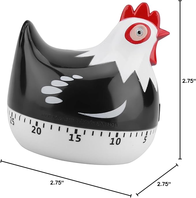 Chicken Pattern Timer, Kitchen Timer Reminder Cooking Countdown Timer for Cooking Baking Timer (Black)