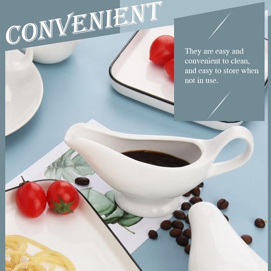 Cabilock 2pcs Gravy Boats with Comfort-grip Handle Versatile Condiment Cups for Sauces Dressings and Broth Design for Use Easy to Clean and Store for Entertaining and Everyday Dining