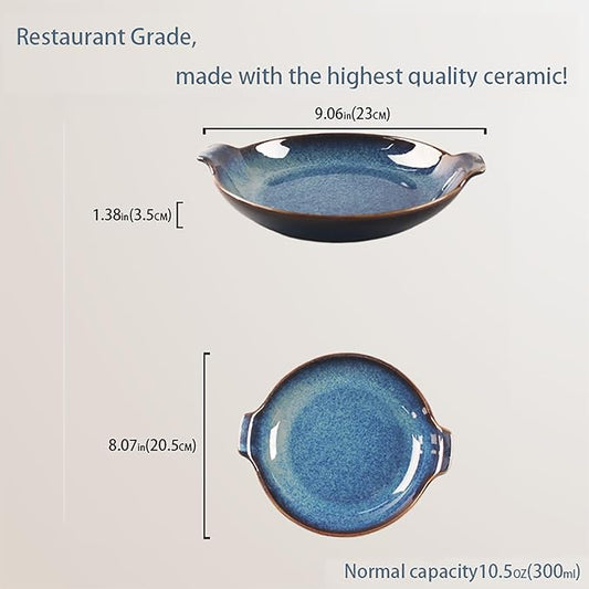 LIUYWYHCF Ceramics Au Gratin baking Dishes Set of 2, Baking Tray Bake ware, 10.5 oz Ramekins, for Pie Pan, Appetizer, Tart, Dessert, Quiche, Oven Small dish, individual dishes, Round 9 Inch