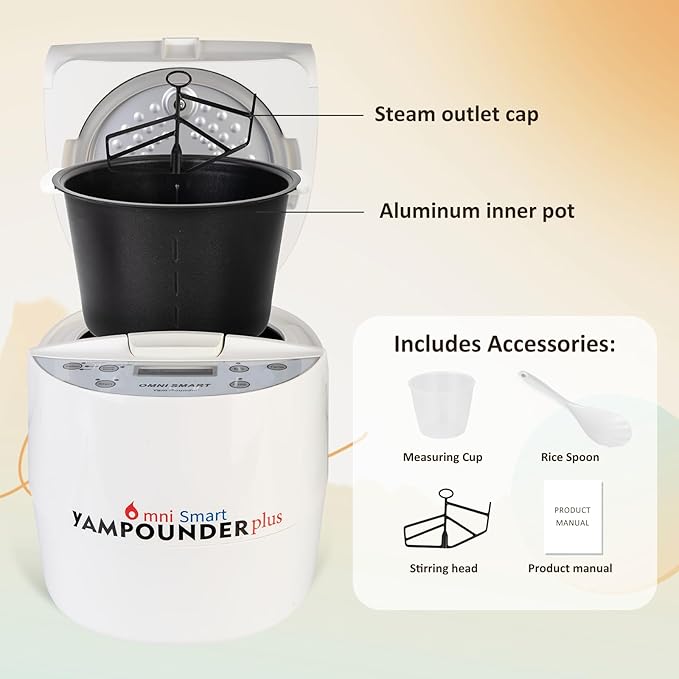 Pliyhong Yam Pounding Machine 3L 700W Electric African Food Cooker to Make Pounded Yam, Plantains, Cocoyams,Cassava FuFu COOK AND POUND