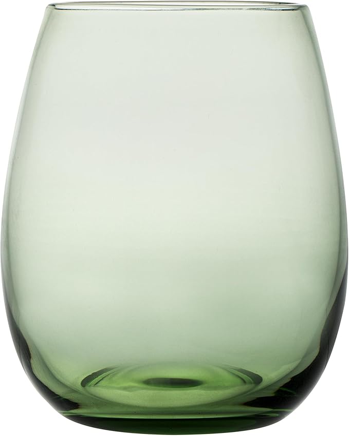 Restaurantware-Vetri 15 Ounce Wine Glasses, 24 Dishwashable Stemless Wine Glasses - No Lead, Durable, Green Glass Cups, For Home, Bar, Or Restaurant, Serve Merlot, Chardonnay, Or Bordeaux