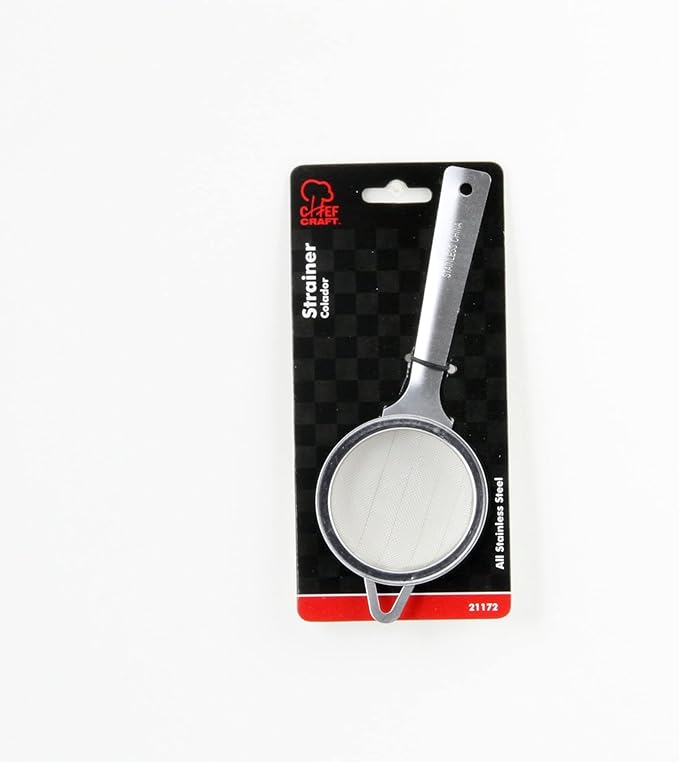 Chef Craft Select Mini Strainer, 6.75 inches tall 2.5 inch diameter, Stainless Steel