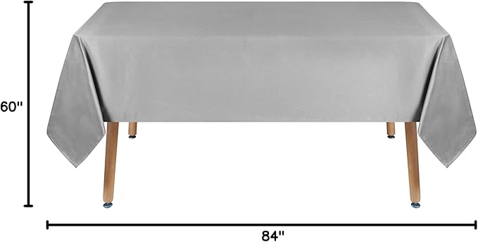 Obstal 210GSM Rectangle Table Cloth - Heavy Duty Water Resistance Microfiber Tablecloth, Decorative Fabric Table Cover for Outdoor and Indoor Use (Silver, 60 x 84 Inch)