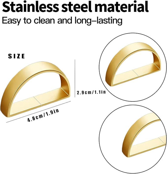 10 Pcs Gold Napkin Rings - Metal Napkin Ring(Semicircle) Stainless Steel Napkin Rings for Table Settings Wedding Christmas Party Dinner Table