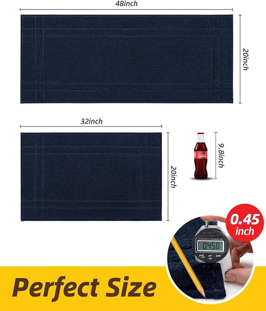 JSEI Kitchen Mats for Floor, Non-Slip Kitchen Rugs, Soft Washable Absorbent Kitchen Mats 2 PCS, Kitchen Runner Rug with TPR Backing, Polyester, 20"x32"+20"x48", Navy Blue