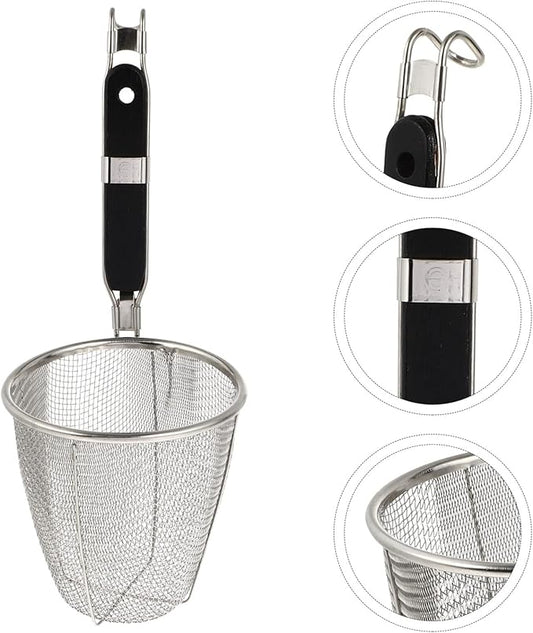 Mesh Strainer Spoon Stainless Steel Pasta Basket Mesh Noodle Strainer Pasta Noodle Strainer Sieve Mesh Strainer with Handle for Home Restaurant Kitchen