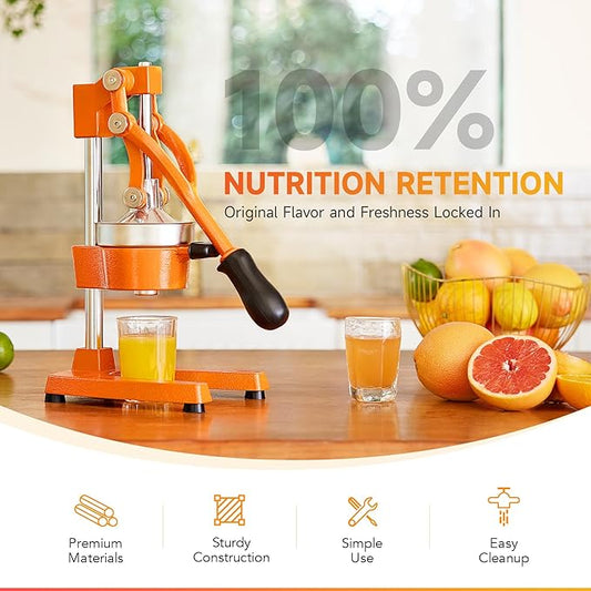 CO-Z Hand Press Juicer Machine, Manual Orange Juicer and Professional Citrus Juicer for Orange Juice Pom Lime Lemon Juice, Commercial Lemon Squeezer, Easy to Clean, Orange
