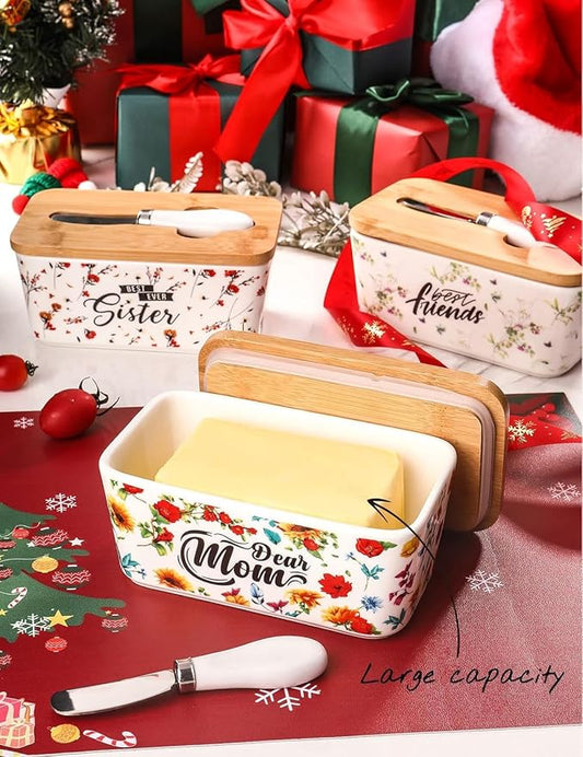 Gifts for Mom Birthday Gifts for Women Dear Mom Thanksgiving Christmas Birthday Mothers Day Gifts for Mom Butter Dish with Lid