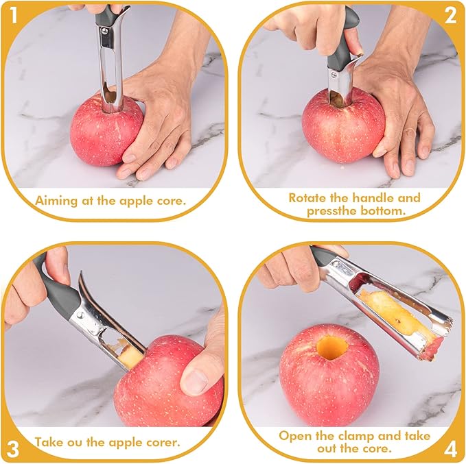 Premium Apple Corer Tool – Featuring Ultra-Sharp Stainless Steel with Serrated Blades for Effortless Coring – Easy to Operate and Clean, Durable Tool Ideal for Baking Apples and Other Culinary Uses