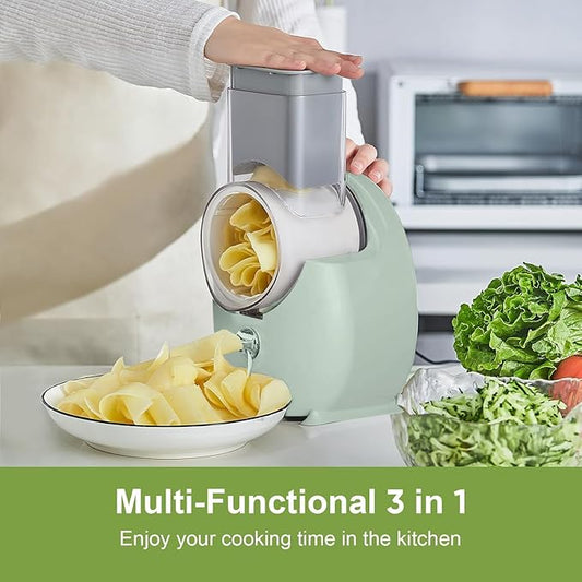 Electric Cheese Grater,3 In 1 Electric Grater For Home Kitchen,One-Touch Easy Control Salad Shooter Cheese Grater For Block Cheese Vegetable Cucumber Nuts