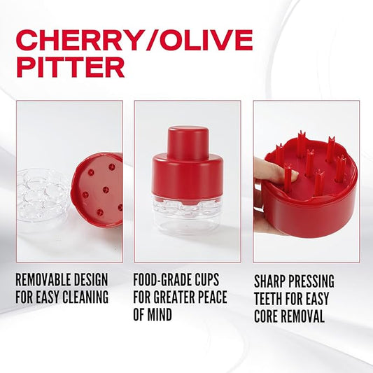 Cherry Pitter Tool Multiple Cherry Pit Seed Remover Labor-Saving Push Down Corer for 7 Stones at Once Easy to Use for Making Jam Safe to Dishwasher
