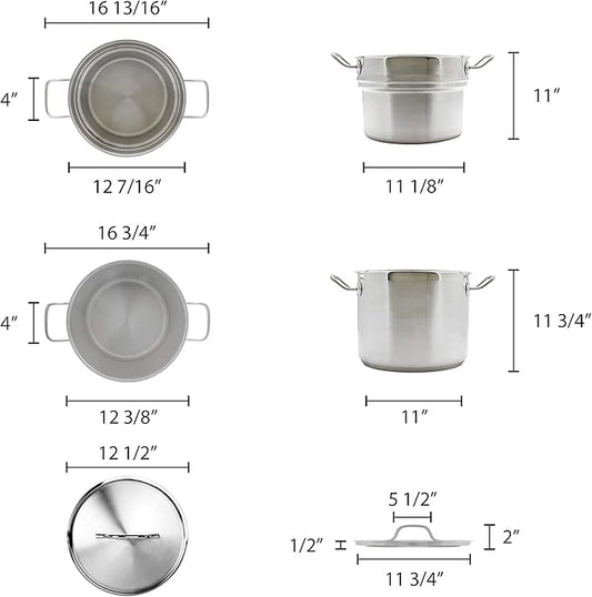 Thunder Group 20 quart 18/8 stainless steel double boiler (3 pcs set), comes in each