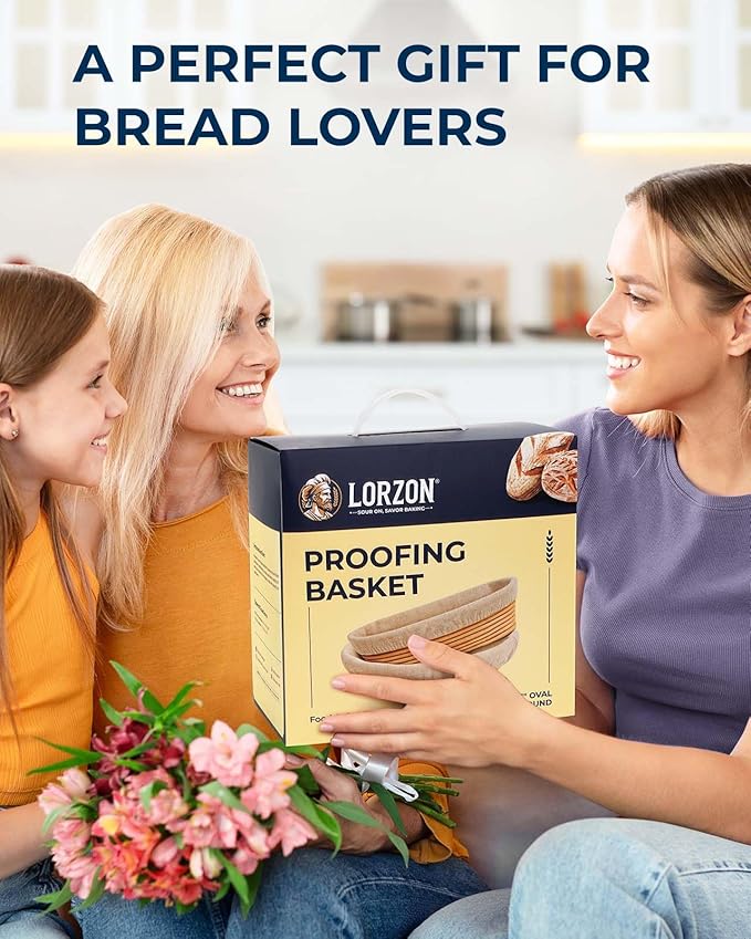 Banneton Bread Proofing Baskets Set of 2, 11″ Round & 12″ Oval Sourdough Proofing Baskets with Liners, Proofing Bowls for Sourdough Bread (Plastic)
