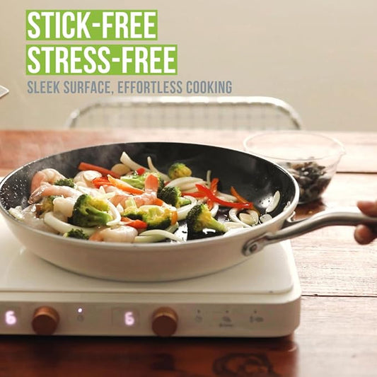 ValenCera TeChef Collection 10" Ceramic Nonstick Frying Pan Skillet, Nontoxic - Free of PFAS, PFOA, PTFE, Made in Korea (10-in)