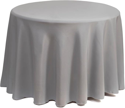Gee Di Moda Round Tablecloth - 132 Inch Charcoal Round Table Cloth for 72 to 96 Inch Round Tables - Heavy Duty Washable Fabric - for Buffet Table, Holiday Party, Dinner, Wedding & Baby Shower