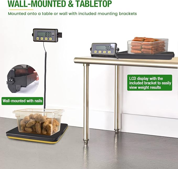 Shaledig 400lbs Commercial Scale Digital Receiving Scale with Anti-Slip Aluminum Platform, High Accuracy Food Scale with Hold/Tare/Auto-Off, Kitchen Scale with LCD Display for Restaurant/Cater