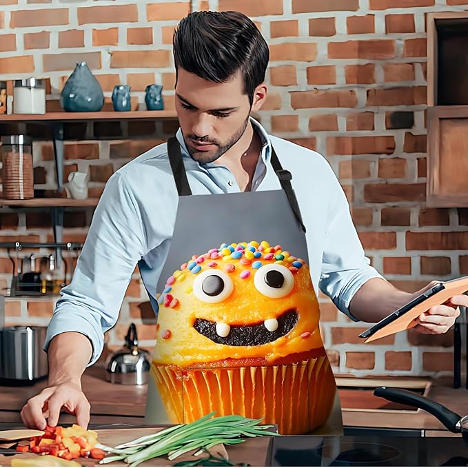 Funny Cat Apron with 2 Pockets Waterproof for Men Women Kitchen Garden Decor