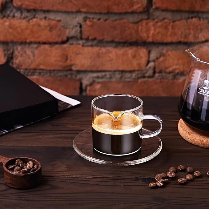 Espresso Cups, Shot Glass Coffee Espresso Cups with Pour Spout, 4 oz, Clear, Set of 2 (Set of 2)