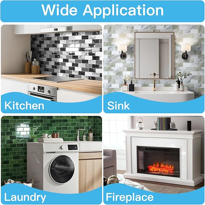 Art3d Peel and Stick Beige & White Wall Tiles – 12"x12" Thickened Design Backsplash, Self-Adhesive Tile for Kitchen & Bathroom Decor