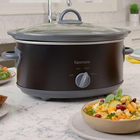 Kenmore 5 Quart Slow Cooker - Crock pot with Programmable Settings,Digital Controls, Large Capacity for Family Meals, Dishwasher-Safe Stoneware, Warm Rice & Sous Vide Stew